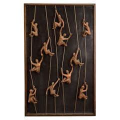 Mid Century Wall Sculpture of Figures Climbing Ropes