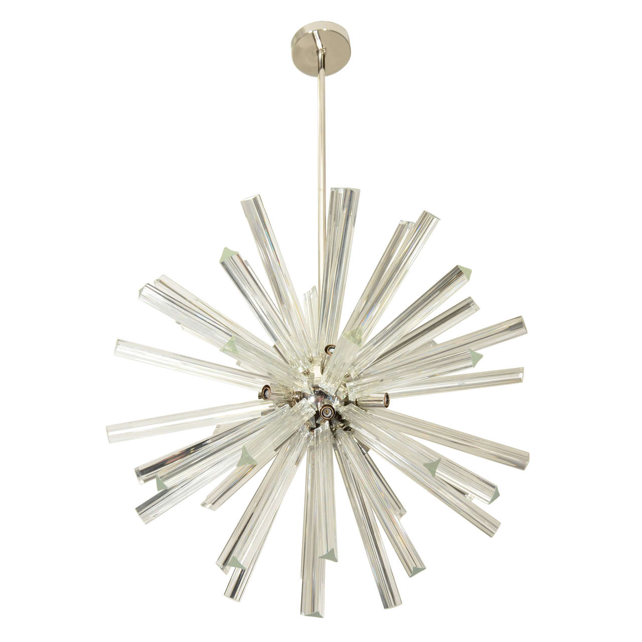 Vintage Starburst Style Chandelier in Chrome and Glass