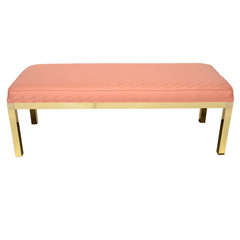 Mid Century Bench in Pink with Brass Frame