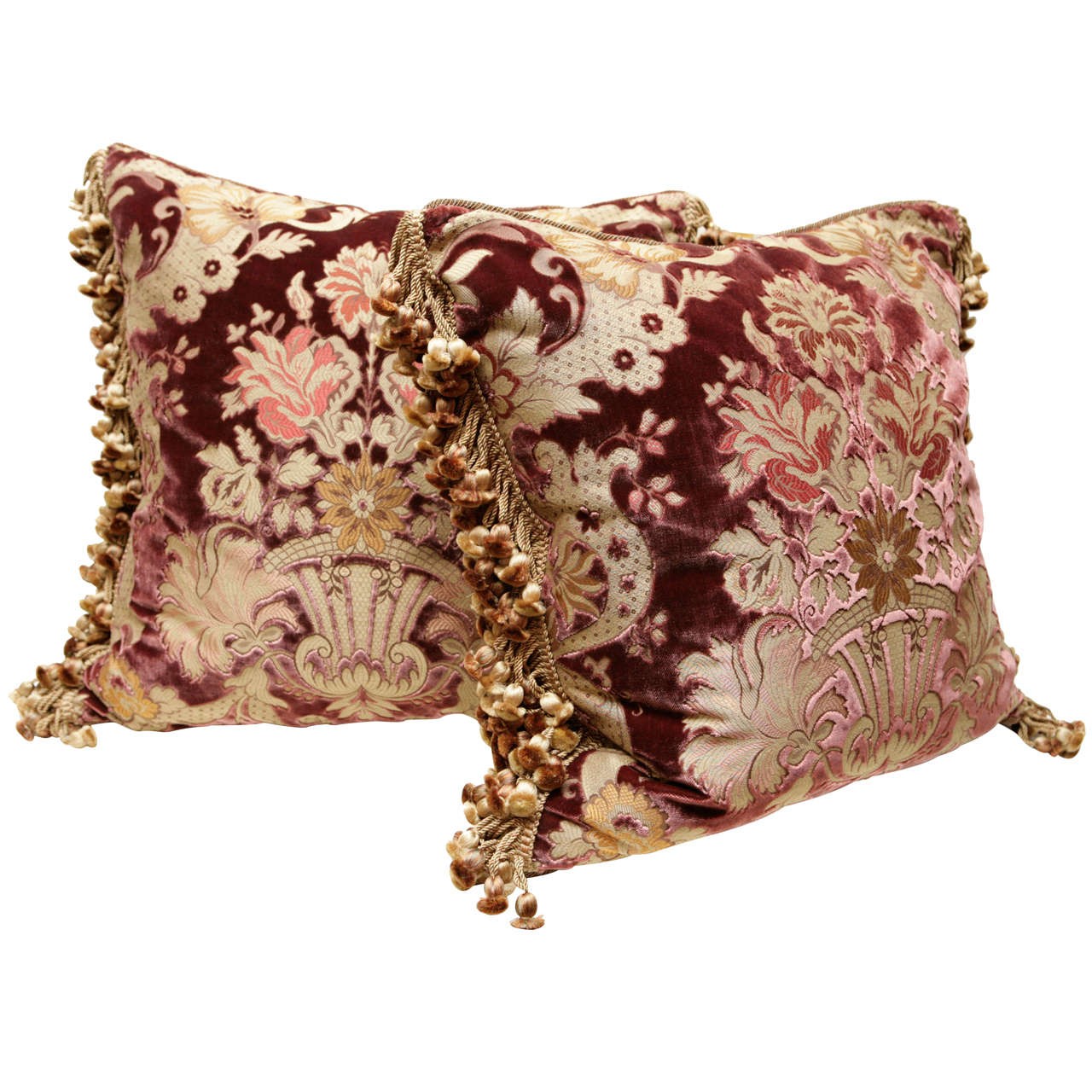 Pair of Italian Cut Silk Velvet Pillows For Sale