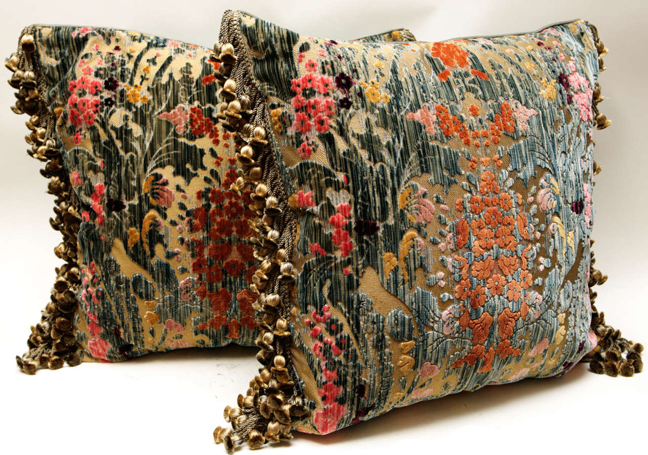 Pair of Italian Silk Velvet Pillows