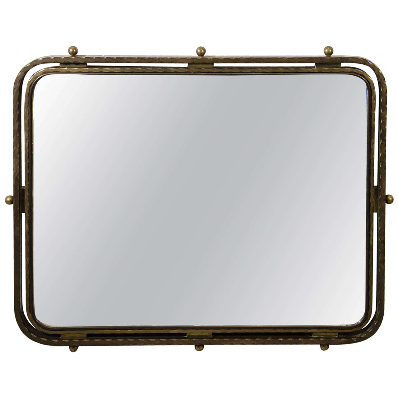 Late Deco Streamline Moderne French Bronze Mirror For Sale