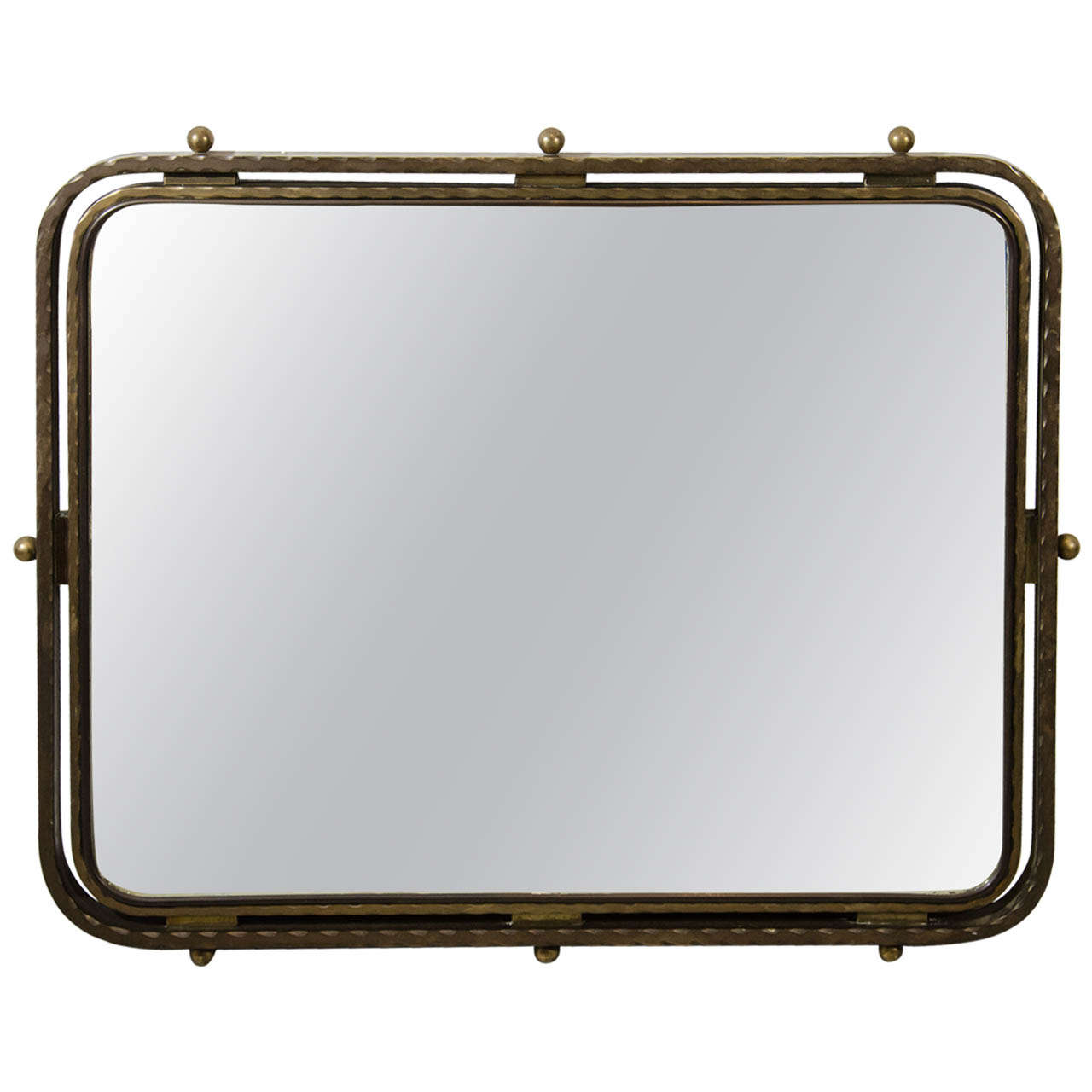 Late Deco Streamline Moderne French Bronze Mirror For Sale at 1stdibs