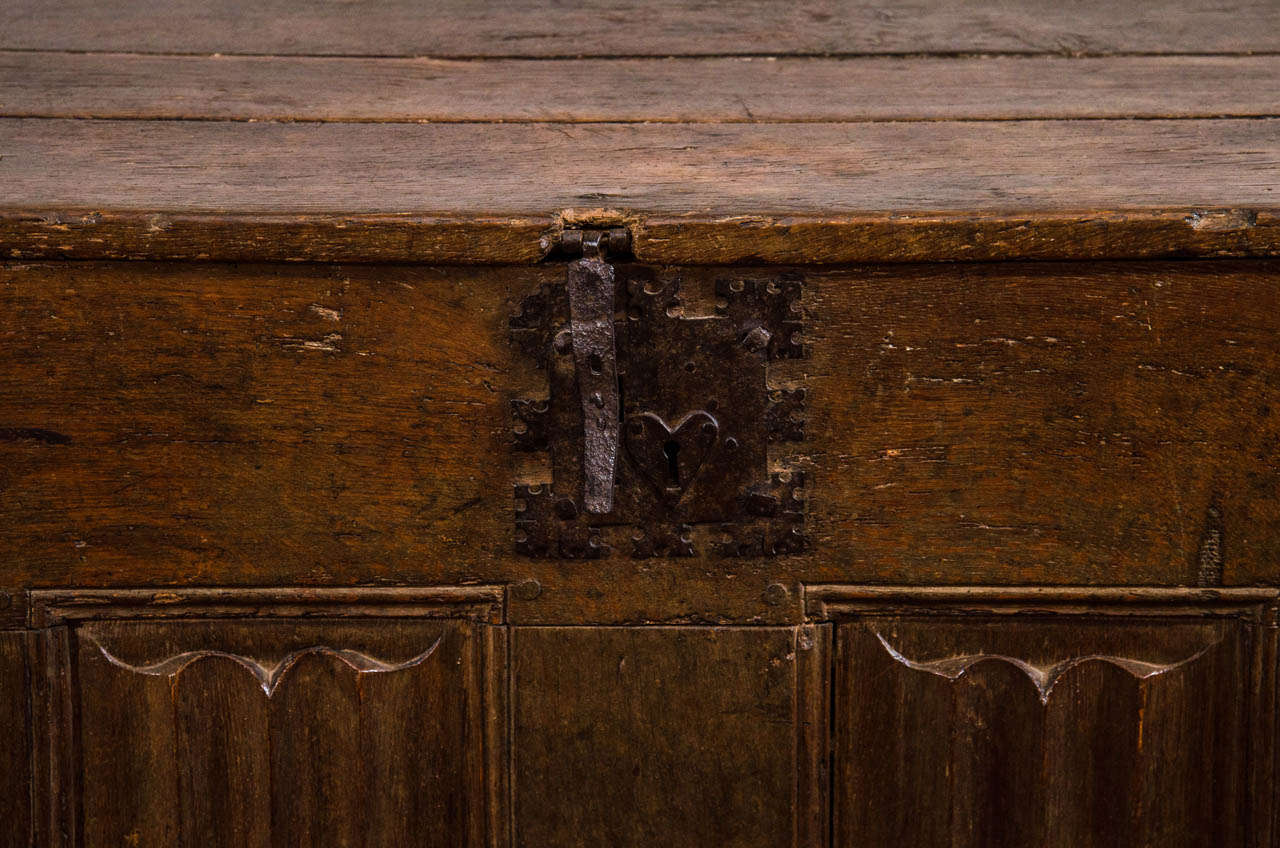 Renaissance A French Oak Linen-fold Panelled Coffer, 15th Century For Sale
