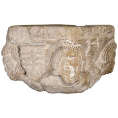 A Romanesque Stone Fragment of a Capital, 12th Century
