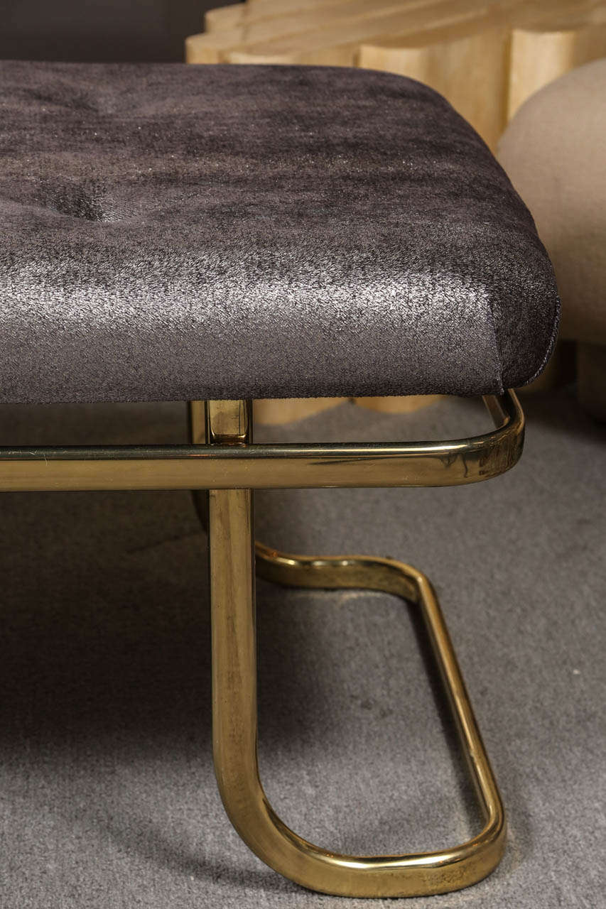 American Brass bench with Luxurious metallic upholstery fabric
