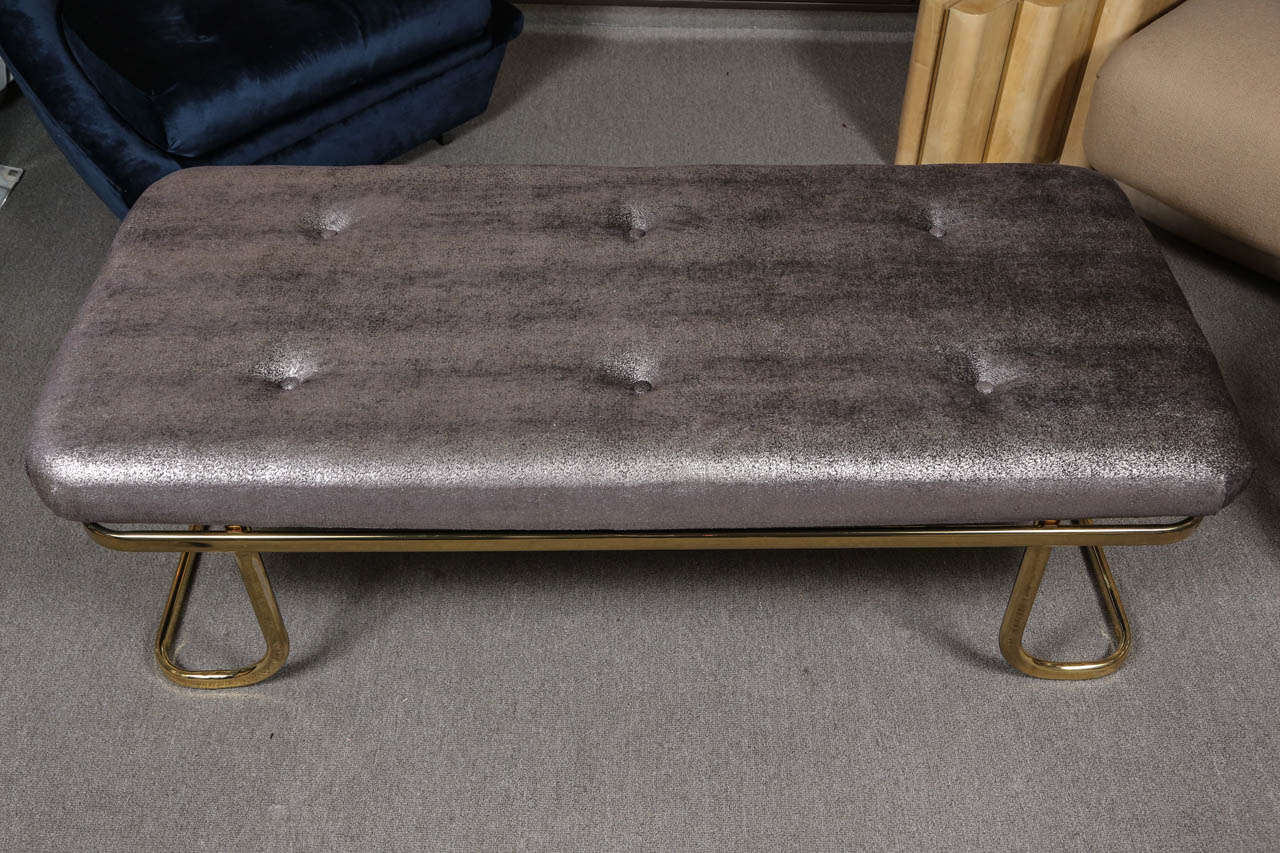 Brass bench with Luxurious metallic upholstery fabric 3