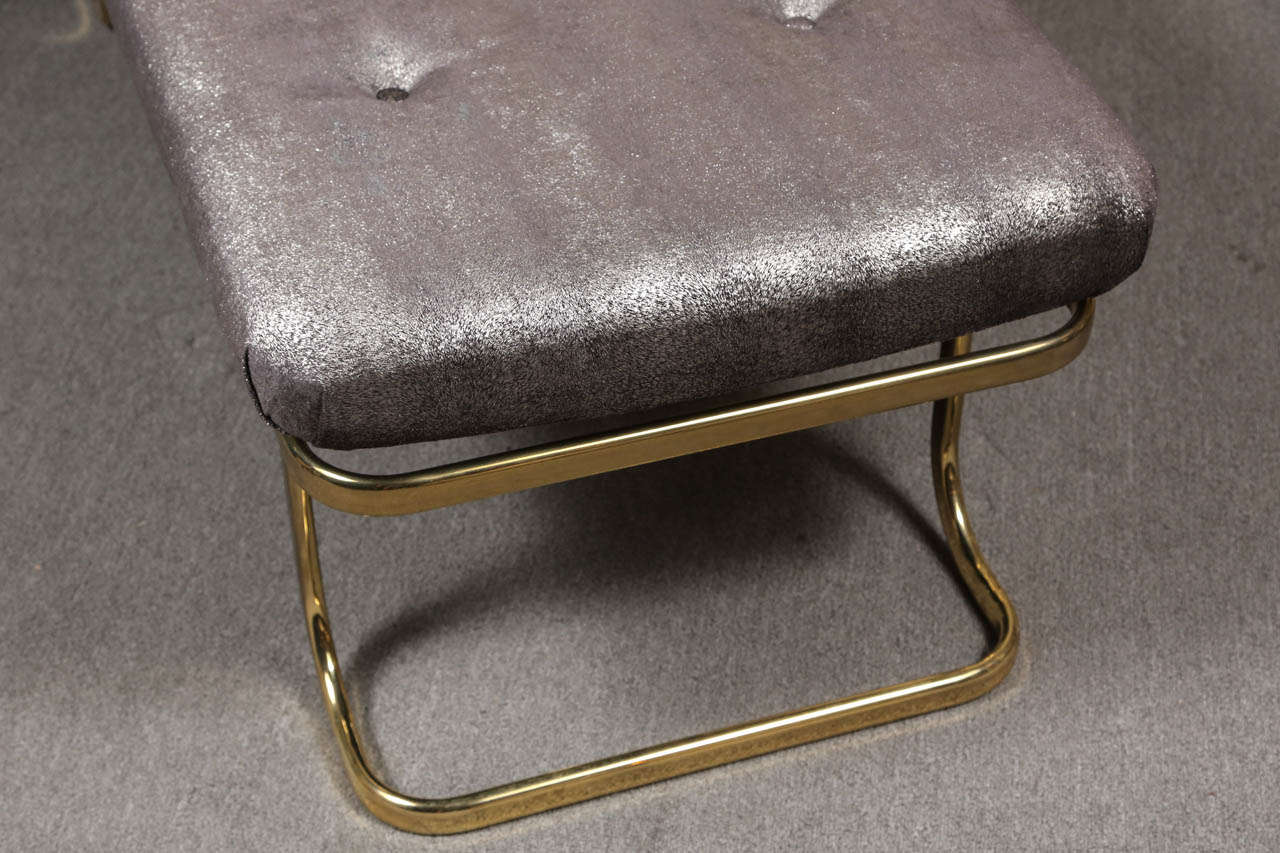 Brass bench with Luxurious metallic upholstery fabric 4