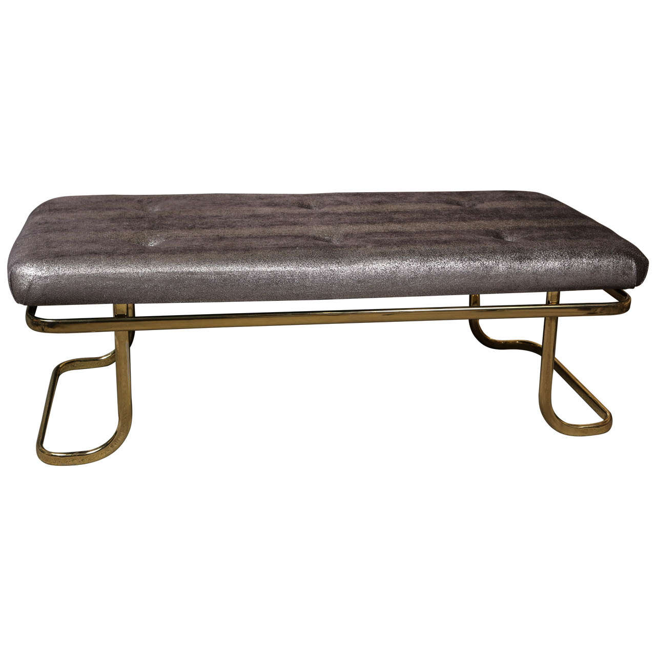 Brass bench with Luxurious metallic upholstery fabric