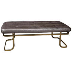 Brass bench with Luxurious metallic upholstery fabric