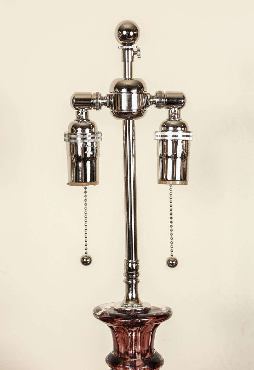 Italian Beautiful Pair of Barovier Amethyst Glass Table Lamps