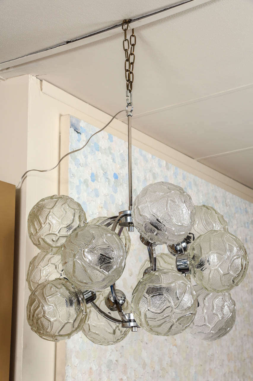 Atomic Chandelier with Large Textured Glass Elements