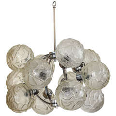 Atomic Chandelier with Large Textured Glass Elements