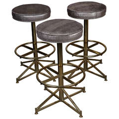 Vintage A trio of Industrial style bars tools with luxurious metallic fabric from Romo