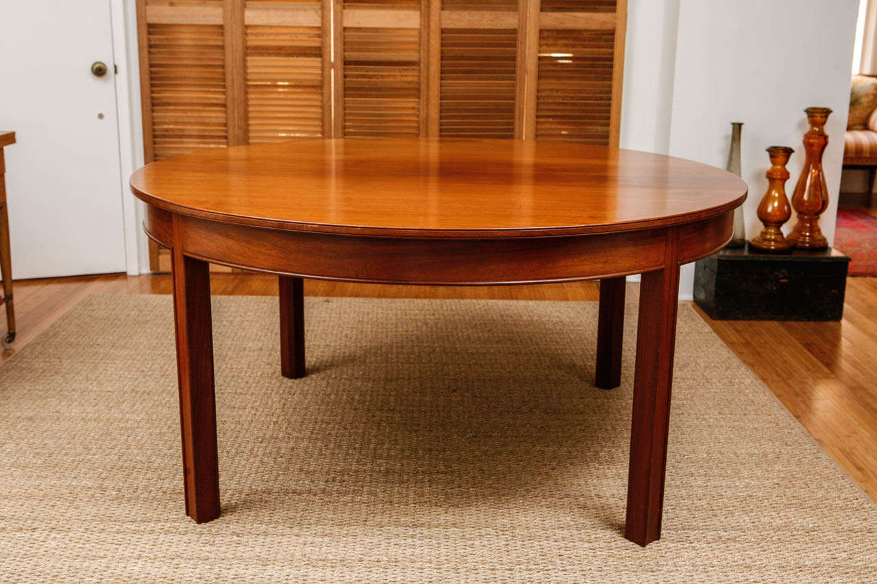 A stunning representation of Classic Danish style, made in by renowned cabinet maker Jacob Kjaer in the 1950s, this mahogany dining table is extremely rare. Featuring straight legs and profiled edges, this Scandinavian design is absolutely exquisite