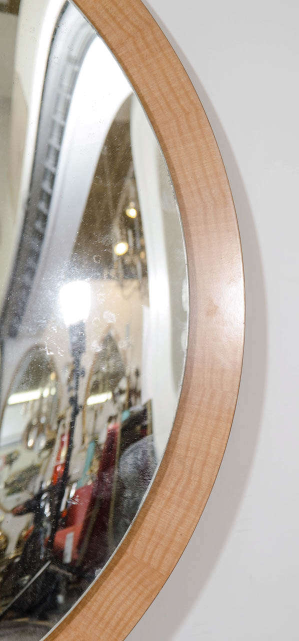American 21st Century Birchwood Circular Wall Mirror