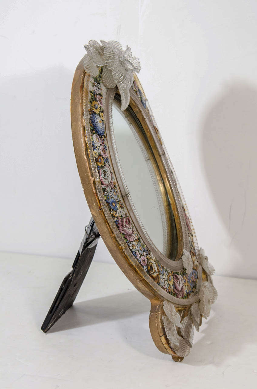 An Antique Micro Mosaic Venetian Table Mirror In Good Condition In New York, NY
