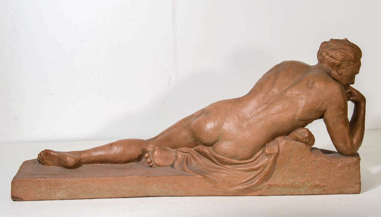 A French Art Deco Sculpture of a Nude Male Signed J. Dalbreuse 3