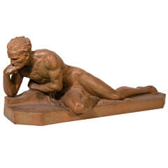 A French Art Deco Sculpture of a Nude Male Signed J. Dalbreuse