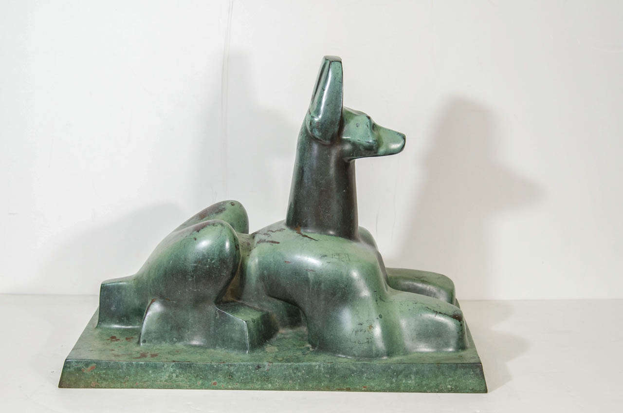 Art-Déco-Bronze-Skulptur des Anubis von Roman Bronze Works im Zustand „Gut“ im Angebot in New York, NY