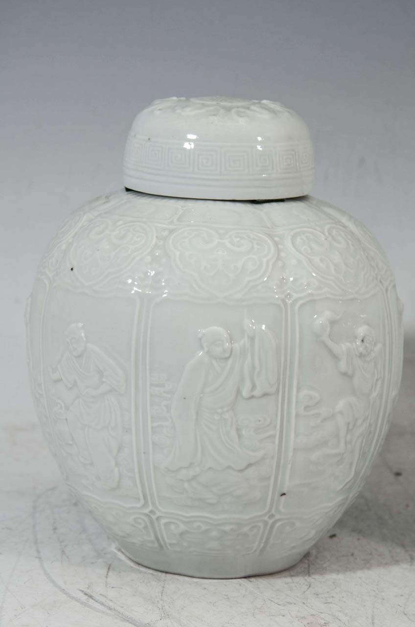 Chinese A 19th Century Pair of Blanc de Chine Porcelain Ginger Jars