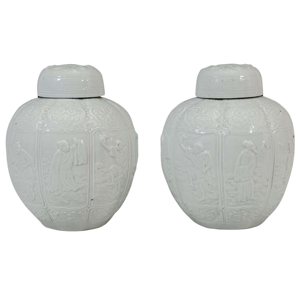 A 19th Century Pair of Blanc de Chine Porcelain Ginger Jars