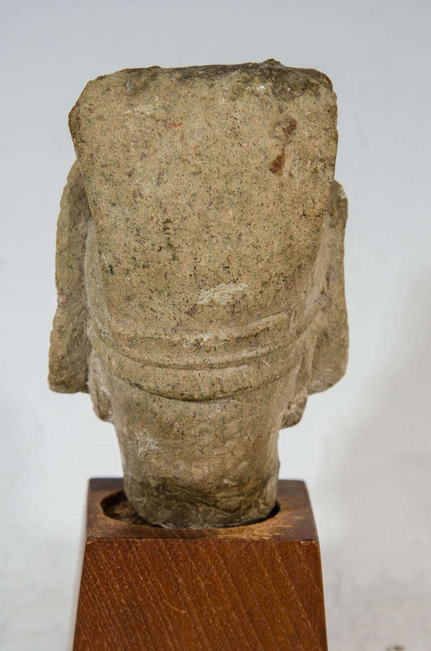 A Ming Dynasty Archaeological Fragment of a Stone Head of a Warrior General 1