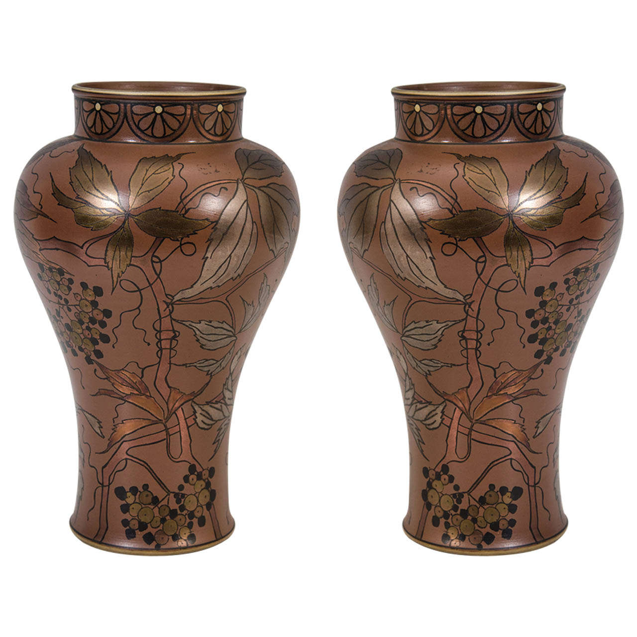 A Pair of Art Deco Boch Frere Keramis Vases