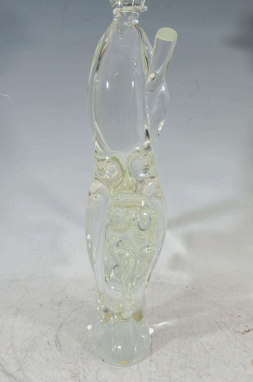 Mid Century Murano Glass Sculpture of Man on Horse Holding a Sword 1