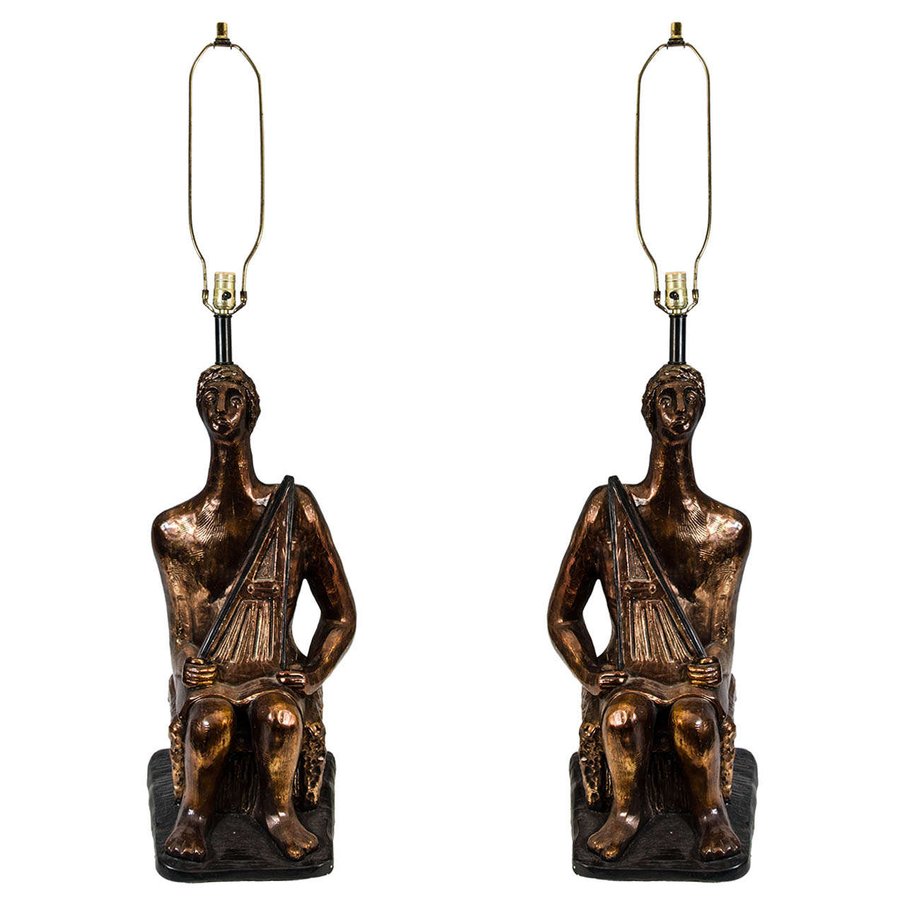 Incredible Massive Pair of Giacometti Style Figural Table Lamps by Pieri Tullio For Sale