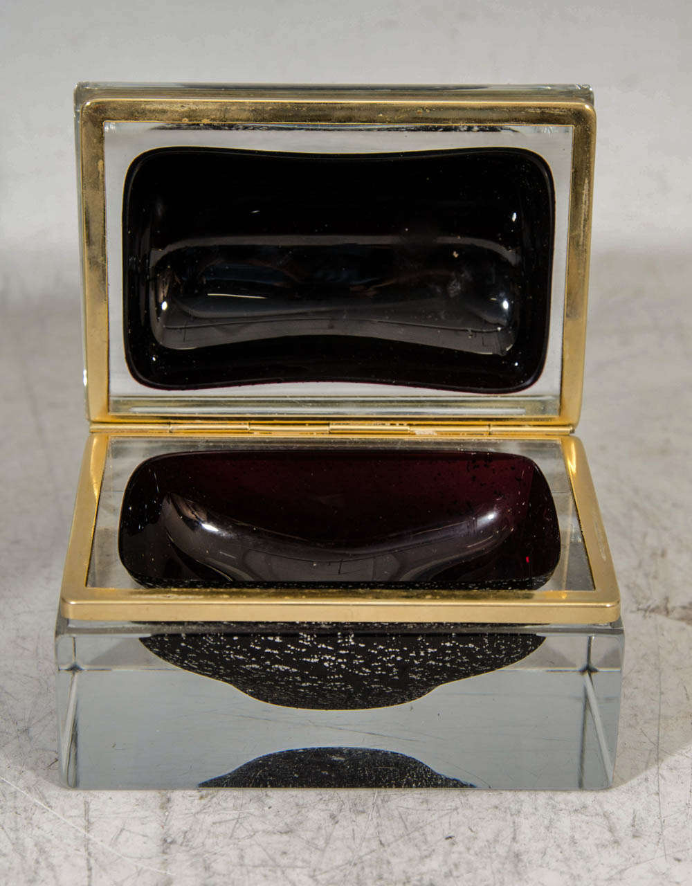 Mid Century Set of Six Cenedese Murano Glass Boxes in Various Shapes & Colors In Good Condition In New York, NY