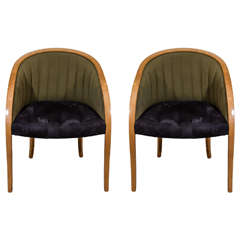 Pair of Art Deco Style Dual-Toned Ultra Suede Tub Chairs