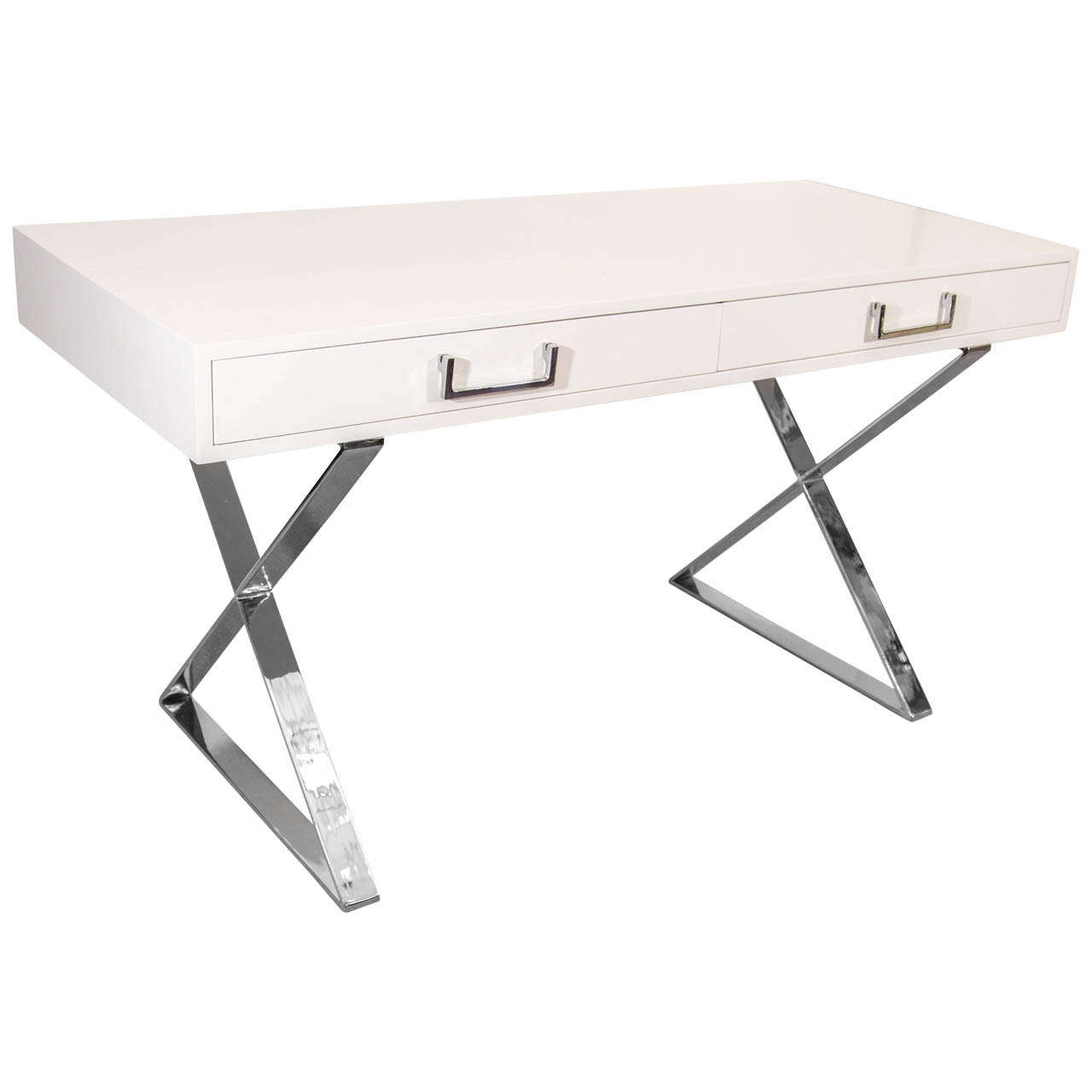 A Mid Century Milo Baughman White Lacquered Campaign Desk At 1stdibs A Mid Century Milo Baughman White Lacquered Campaign Desk For