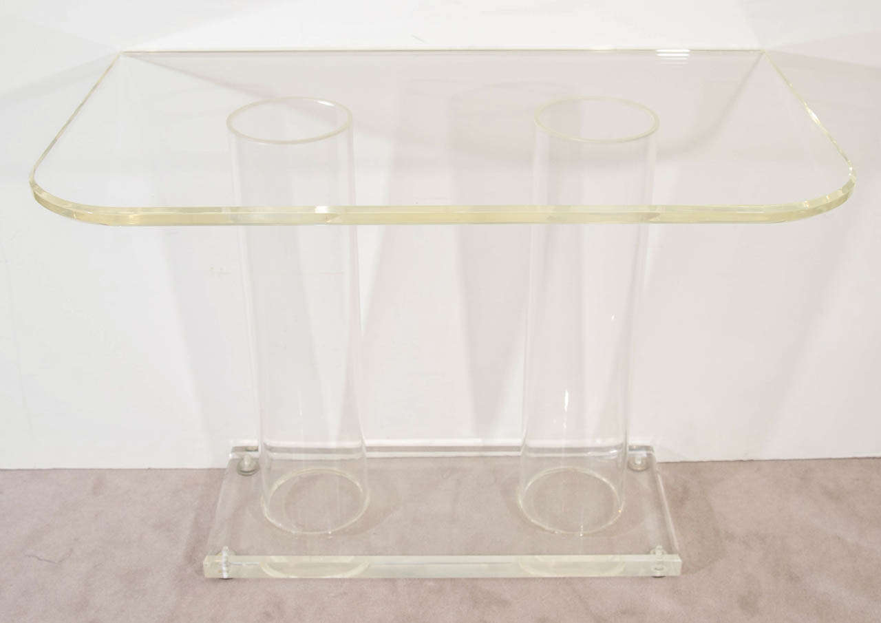 20th Century A Mid Century Pair of Lucite Console Tables
