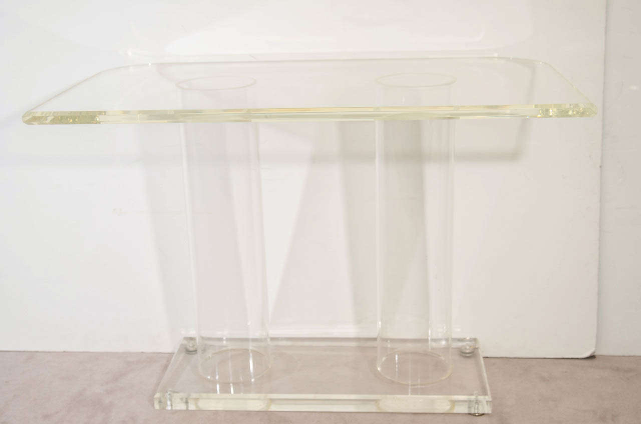A Mid Century Pair of Lucite Console Tables 3