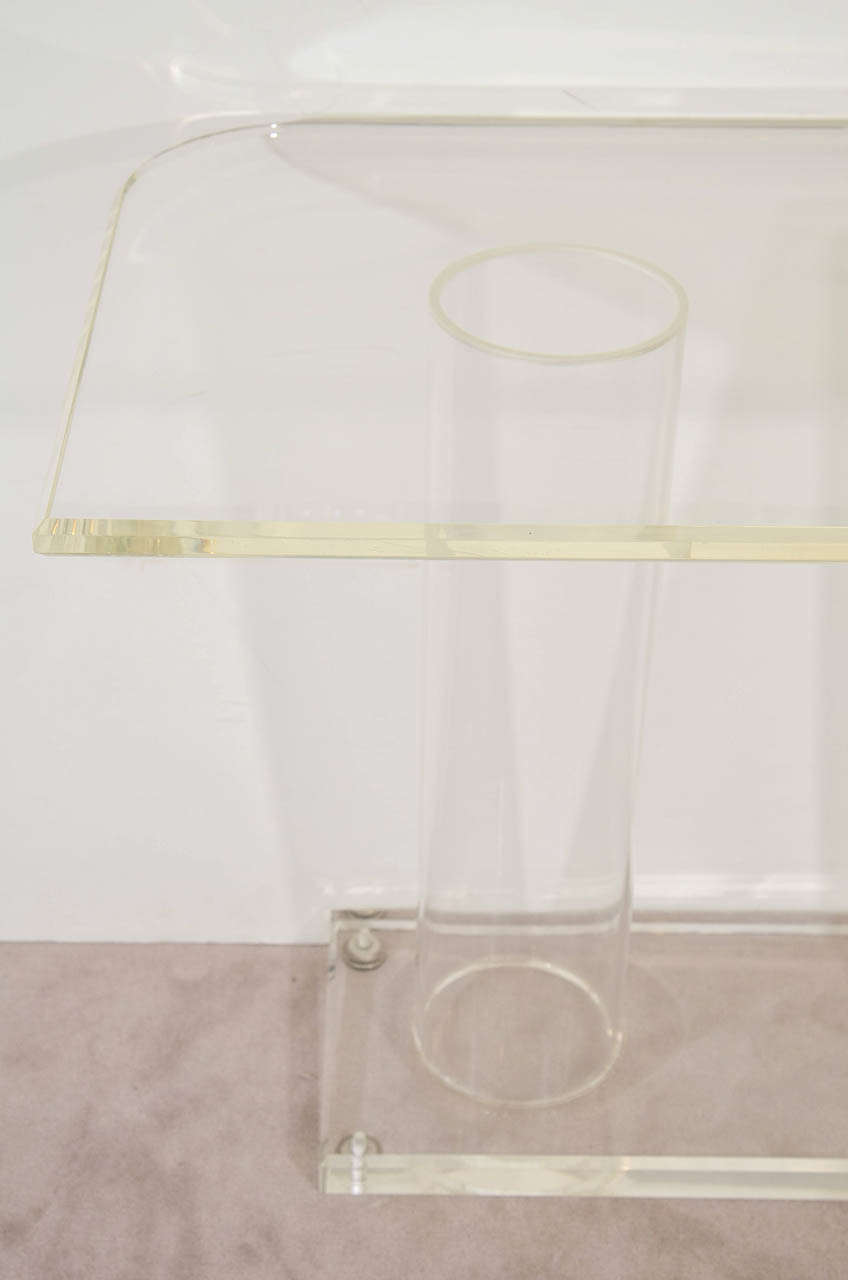 A Mid Century Pair of Lucite Console Tables 4