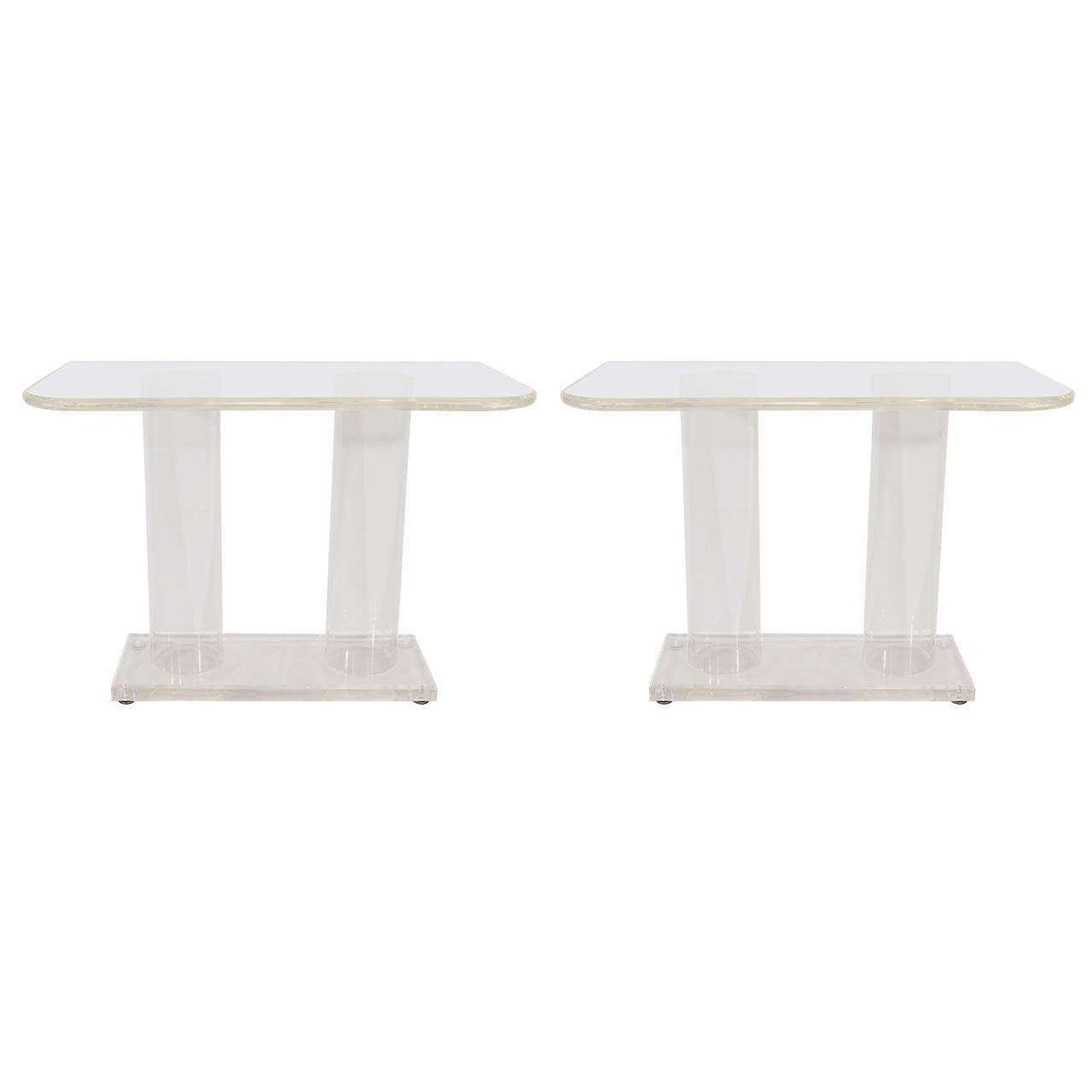 A Mid Century Pair of Lucite Console Tables