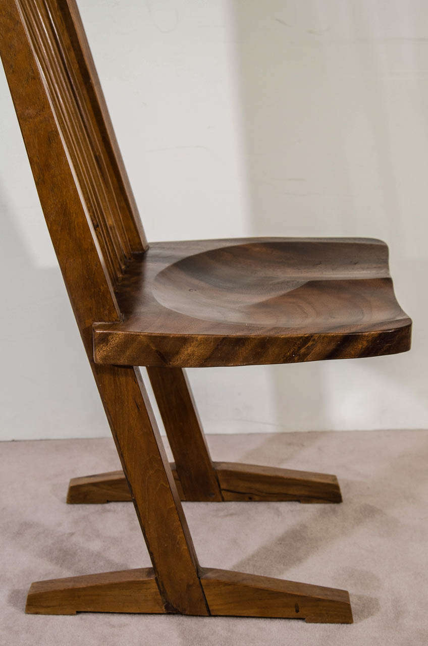 Wood Beautiful Suite of Four Conoid Dining Chairs Designed after George Nakashima