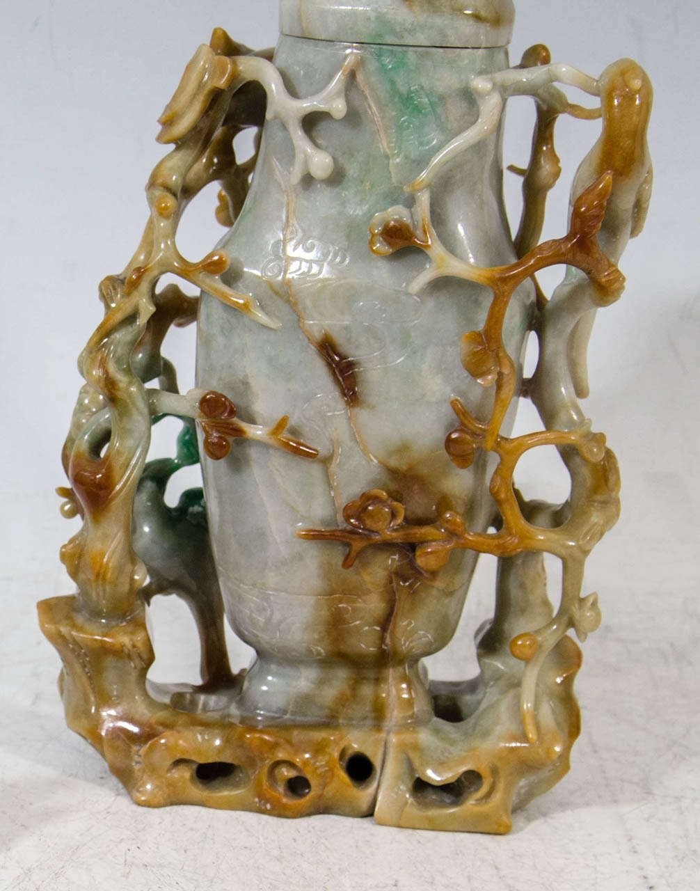 Chinese A Late Qing Dynasty Three-Color Jadeite Vase
