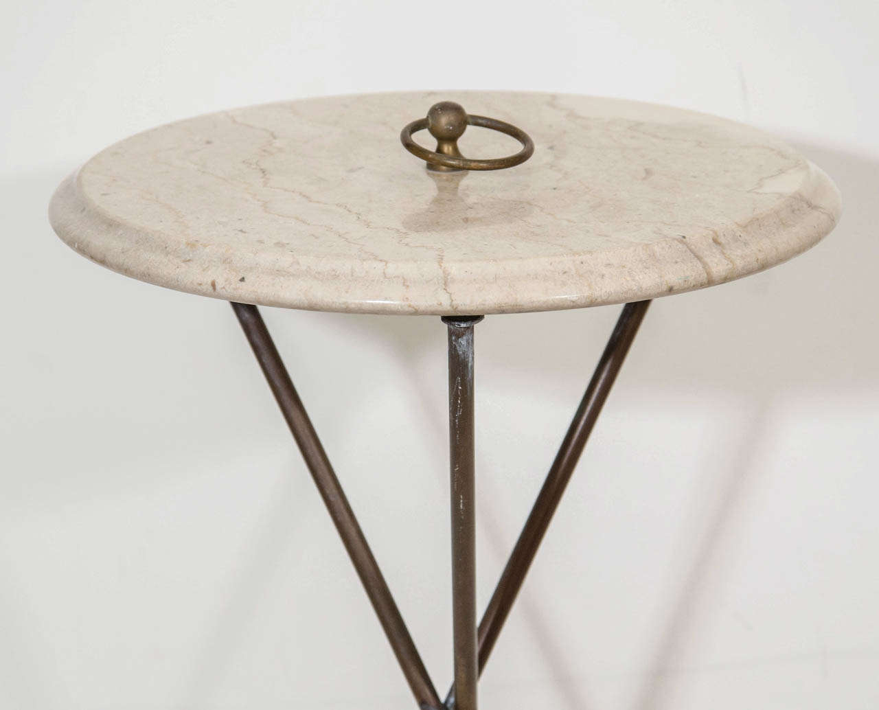 Italian Vintage Marble and Bronze Tripod Side or Drinks Table, Italy