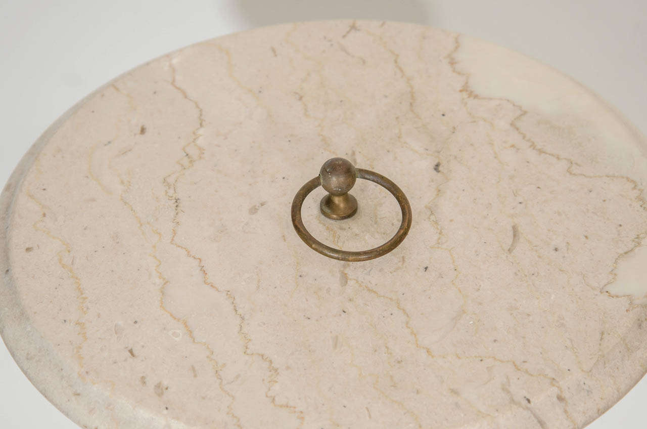 20th Century Vintage Marble and Bronze Tripod Side or Drinks Table, Italy