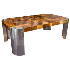 A Mid Century Paul Evans Burled Patchwork Dining Table
