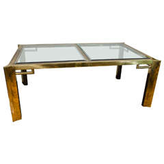Table de salle à manger Mastercraft en laiton et verre du milieu du siècle dernier