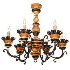 A Mid Century Italian Painted Wood and Metal Chandelier