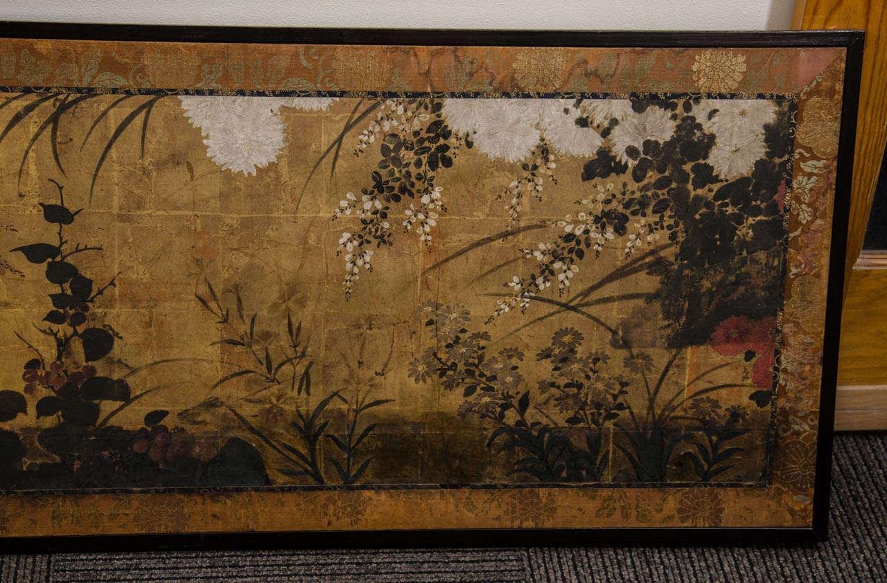Wood A Late Momoyama Period Floral Japanese Screen
