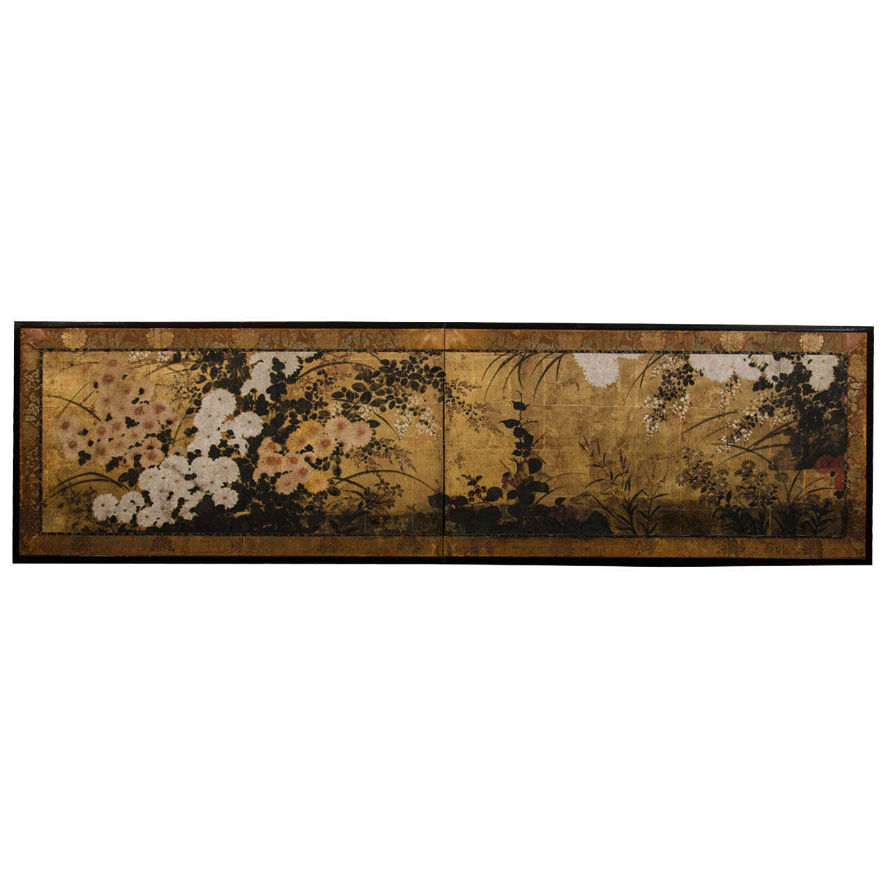 A Late Momoyama Period Floral Japanese Screen