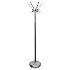 A Vintage Chrome Coat Stand with Eight Hooks