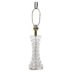 A Mid Century Single Stacked Lucite Table Lamp 5
