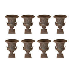 Lg. Classical Style Cast Iron Urns Vintage Lg. Classical Style Cast Iron Urns