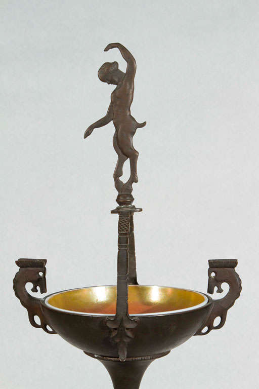 American Smoke Stand with Steuben Insert by Oscar Bach